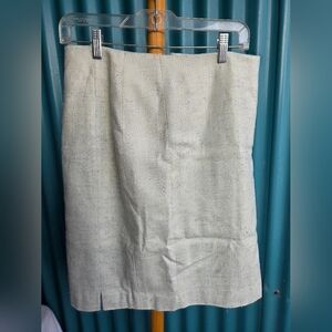 Teenflo Cream Pencil Skirt Knee-Length Workwear